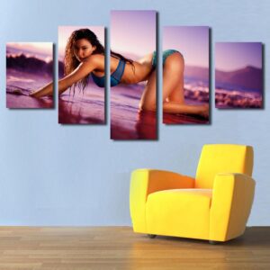 Fashion Sexy Bikini Beautiful Woman - Abstract 5 Panel Canvas Art Wall Decor