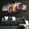 Feasting Tigers - Animal 5 Panel Canvas Art Wall Decor