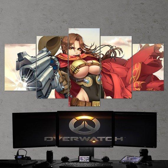 Female Mccree - Gaming 5 Panel Canvas Art Wall Decor Female Mccree - Gaming 5 Panel Canvas Art Wall Decor