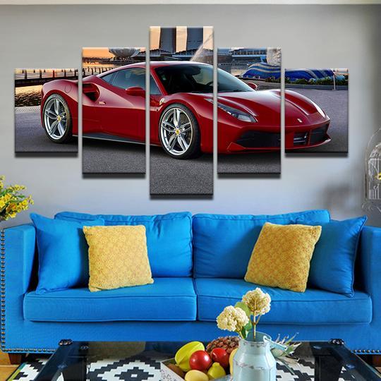 Ferrari 488 - Automative 5 Panel Canvas Art Wall Decor Ferrari 488 - Automative 5 Panel Canvas Art Wall Decor