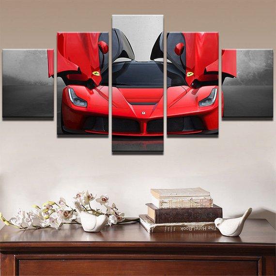 Ferrari Luxury Car - Automative 5 Panel Canvas Art Wall Decor Ferrari Luxury Car - Automative 5 Panel Canvas Art Wall Decor