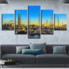 Ferris Wheel And Ship Harbor - Nature 5 Panel Canvas Art Wall Decor