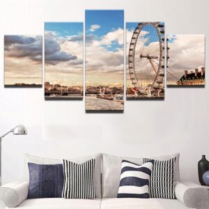 Ferris Wheel City - Nature 5 Panel Canvas Art Wall Decor