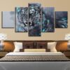 Fierce Tiger 01 - Animal 5 Panel Canvas Art Wall Decor