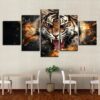 Fierce Tiger - Animal 5 Panel Canvas Art Wall Decor