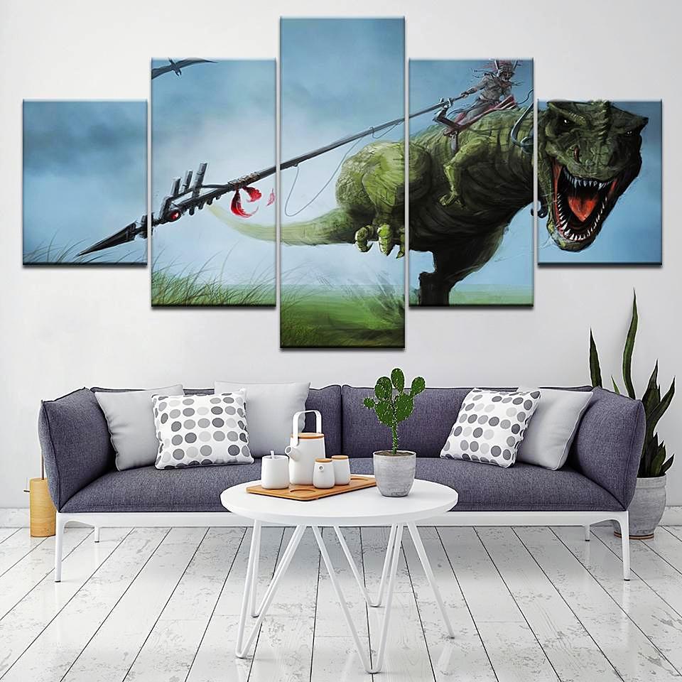 Fighting - Jurassic Park 5 Panel Canvas Art Wall Decor Fighting - Jurassic Park 5 Panel Canvas Art Wall Decor