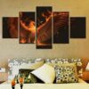 Fire Finches Spread Wings - Animal 5 Panel Canvas Art Wall Decor