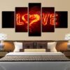 Fire Lovers Gesture Of Love - Abstract 5 Panel Canvas Art Wall Decor
