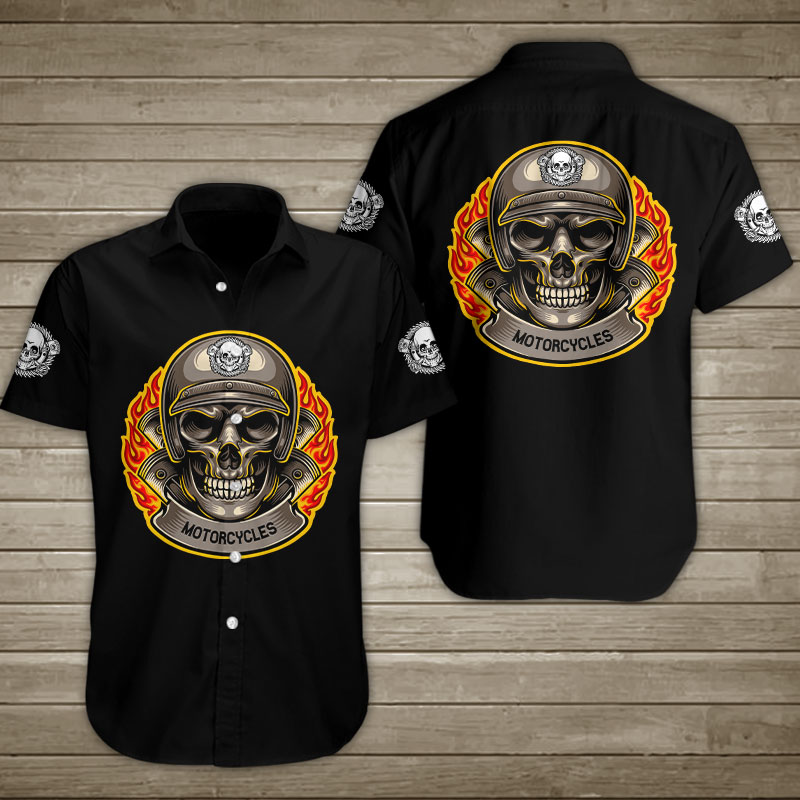 Fire Motorcycle Hawaiian Shirt Summer Button Up Fire Motorcycle Hawaiian Shirt Summer Button Up