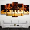 Fire Piano 02 - Music 5 Panel Canvas Art Wall Decor