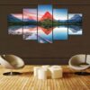 Fire Rock Lake 01 - Nature 5 Panel Canvas Art Wall Decor