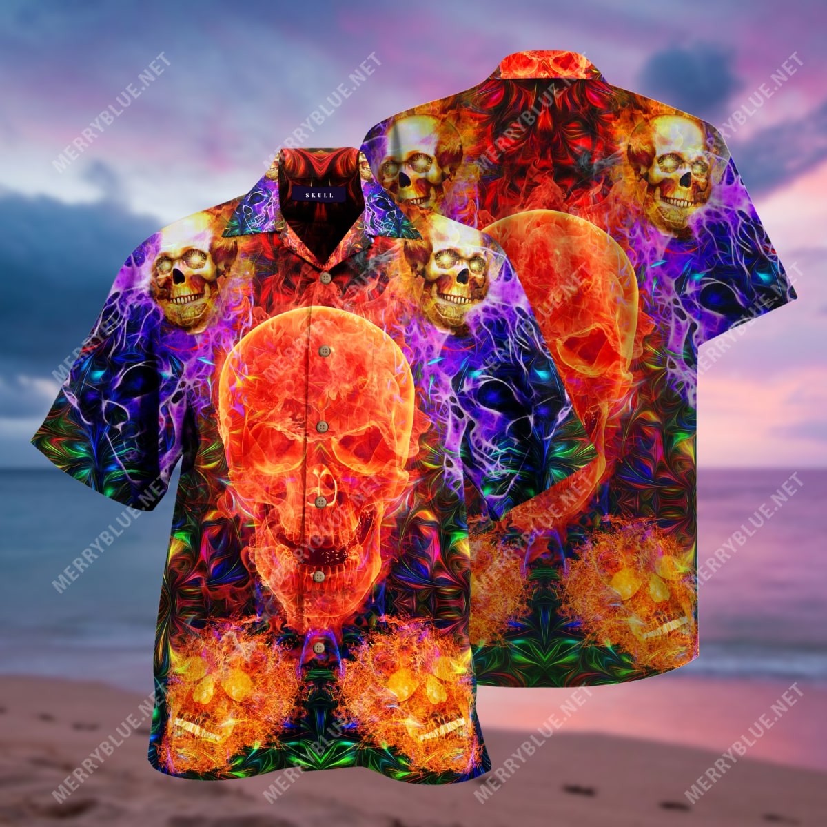 Fire Skull Pattern All Over Printed Hawaiian Shirt Fire Skull Pattern All Over Printed Hawaiian Shirt