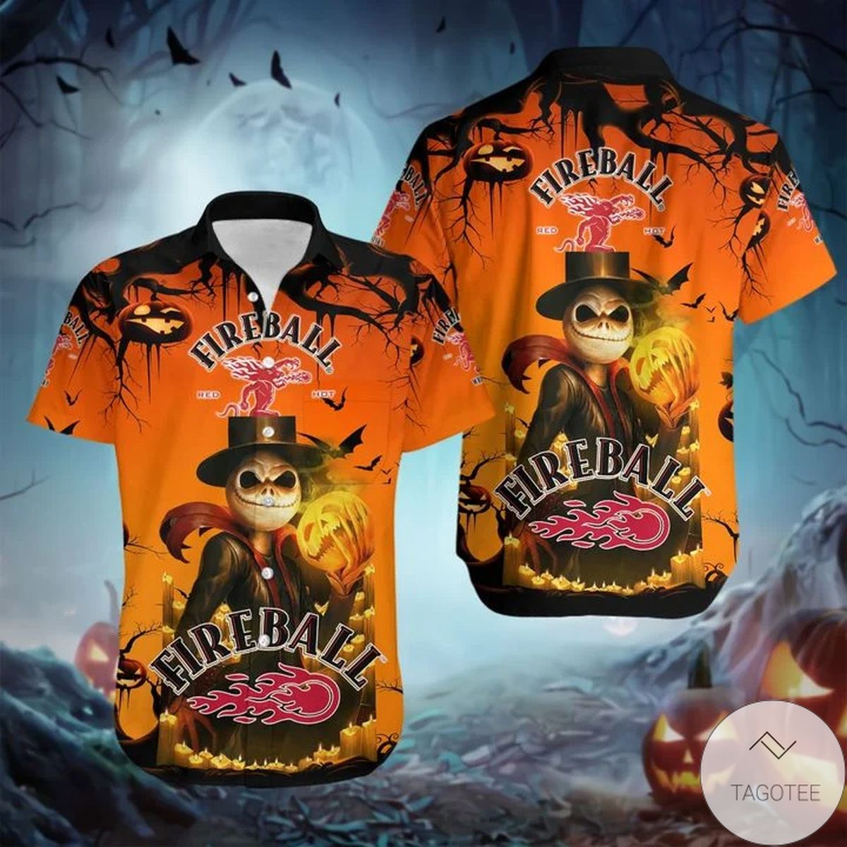 Fireball Skeleton Halloween Hawaiian Shirt Fireball Skeleton Halloween Hawaiian Shirt