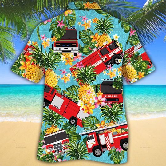 Firefighter Cars Pineapple Hawaiian Shirt Firefighter Cars Pineapple Hawaiian Shirt