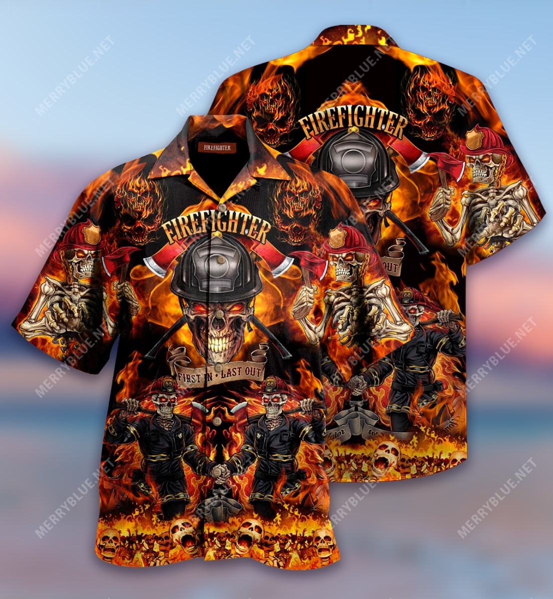 Firefighter First In Last Out All Over Print Hawaiian Shirt Firefighter First In Last Out All Over Print Hawaiian Shirt