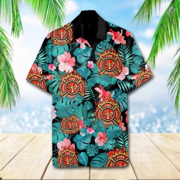 Firefighter Hawaiian Shirt Summer Button Up Firefighter Hawaiian Shirt Summer Button Up