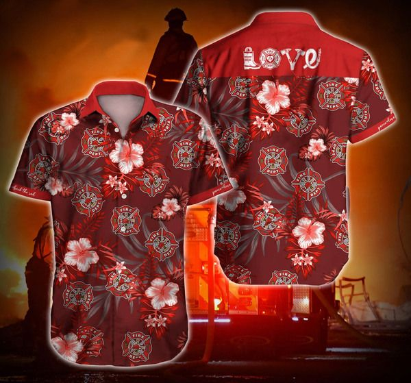 Firefighter Hawaiian Shirt Summer Button Up Firefighter Hawaiian Shirt Summer Button Up