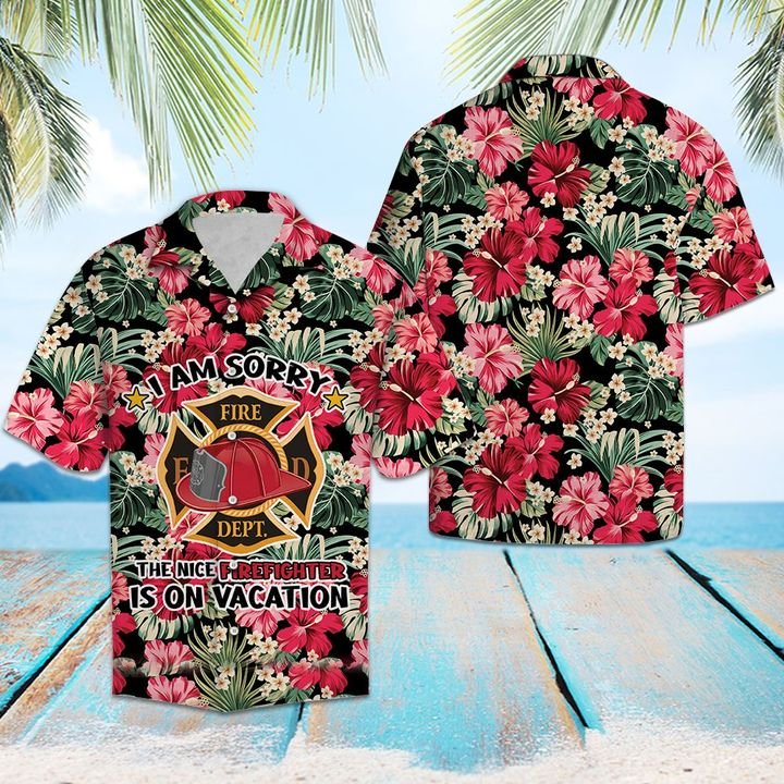 Firefighter On Vacation Hawaiian Shirt Summer Button Up Firefighter On Vacation Hawaiian Shirt Summer Button Up