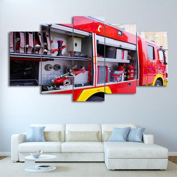 Firefigther Large - Automative 5 Panel Canvas Art Wall Decor Firefigther Large - Automative 5 Panel Canvas Art Wall Decor