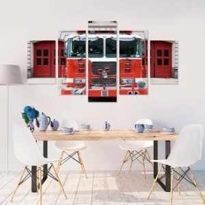 Firetruck Engine 1 - Automative 5 Panel Canvas Art Wall Decor
