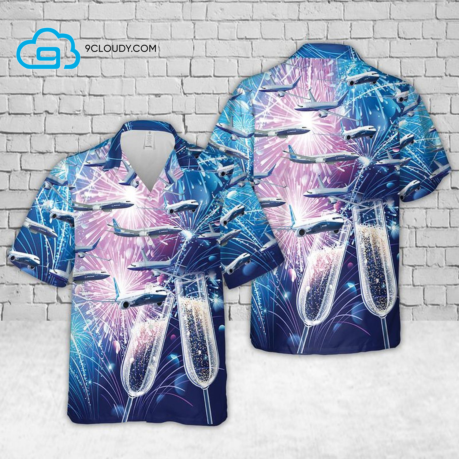 Fireworks Boeing 737 Full Print Hawaiian Shirt Fireworks Boeing 737 Full Print Hawaiian Shirt