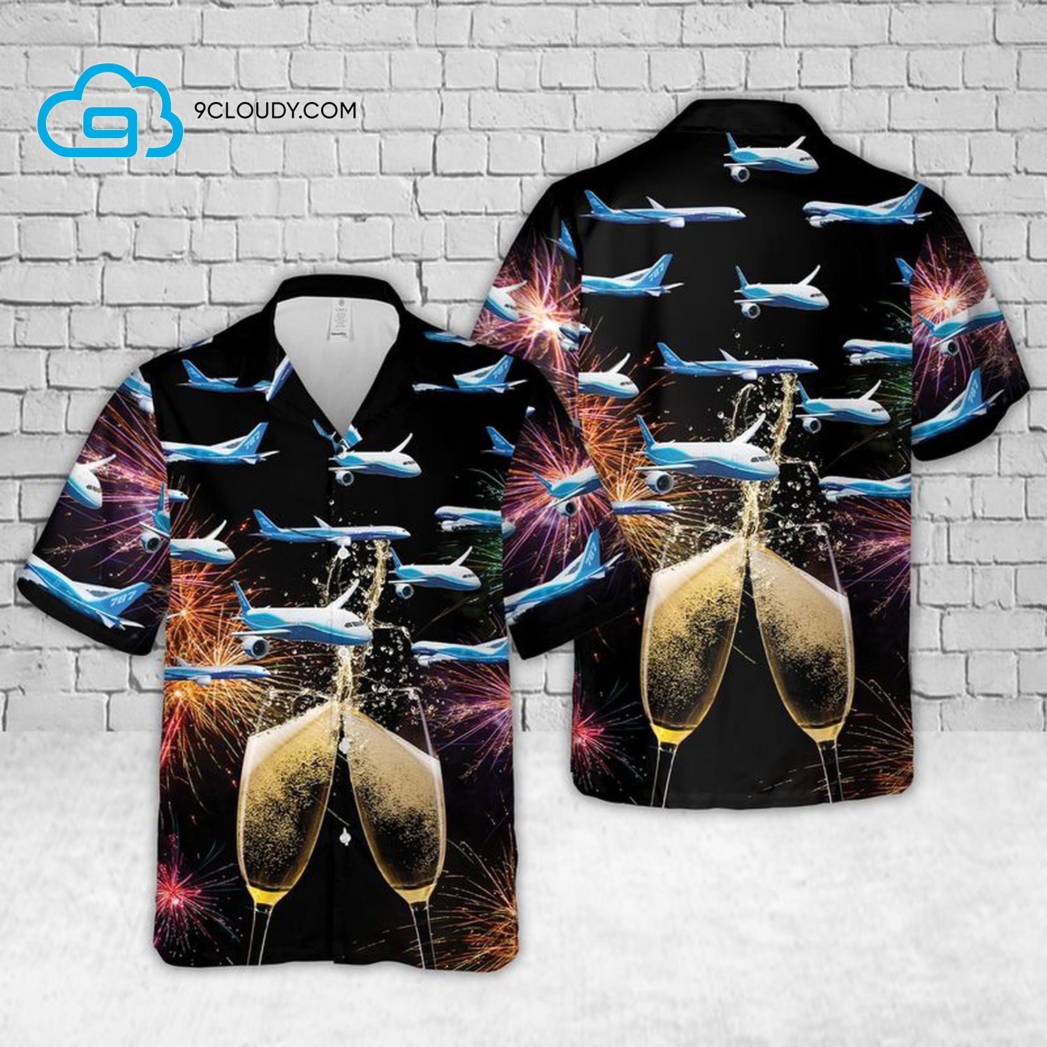 Fireworks Boeing 787 Full Print Hawaiian Shirt Fireworks Boeing 787 Full Print Hawaiian Shirt