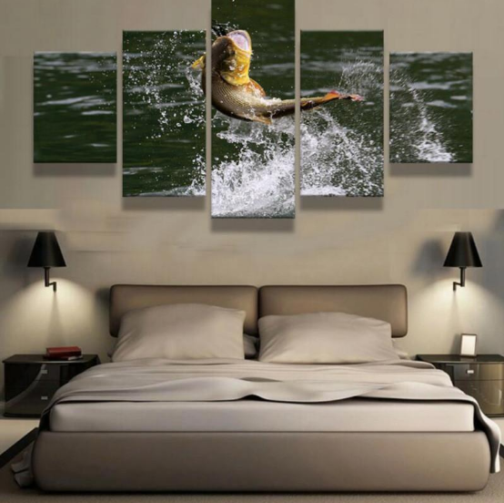 Fish Out Of The Water - Fishing 5 Panel Canvas Art Wall Decor Fish Out Of The Water - Fishing 5 Panel Canvas Art Wall Decor