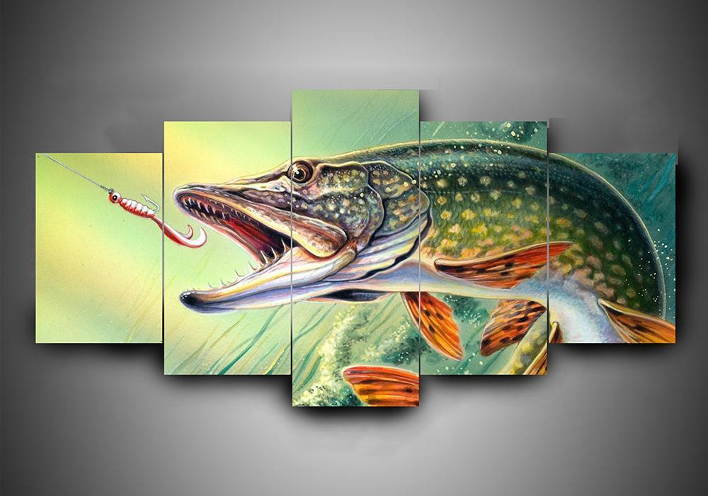 Fishing 1 - Fishing 5 Panel Canvas Art Wall Decor Fishing 1 - Fishing 5 Panel Canvas Art Wall Decor