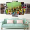 Fishing Hooks Rods - Fishing 5 Panel Canvas Art Wall Decor