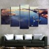 Fishing Rod Vintage 1 - Fishing 5 Panel Canvas Art Wall Decor