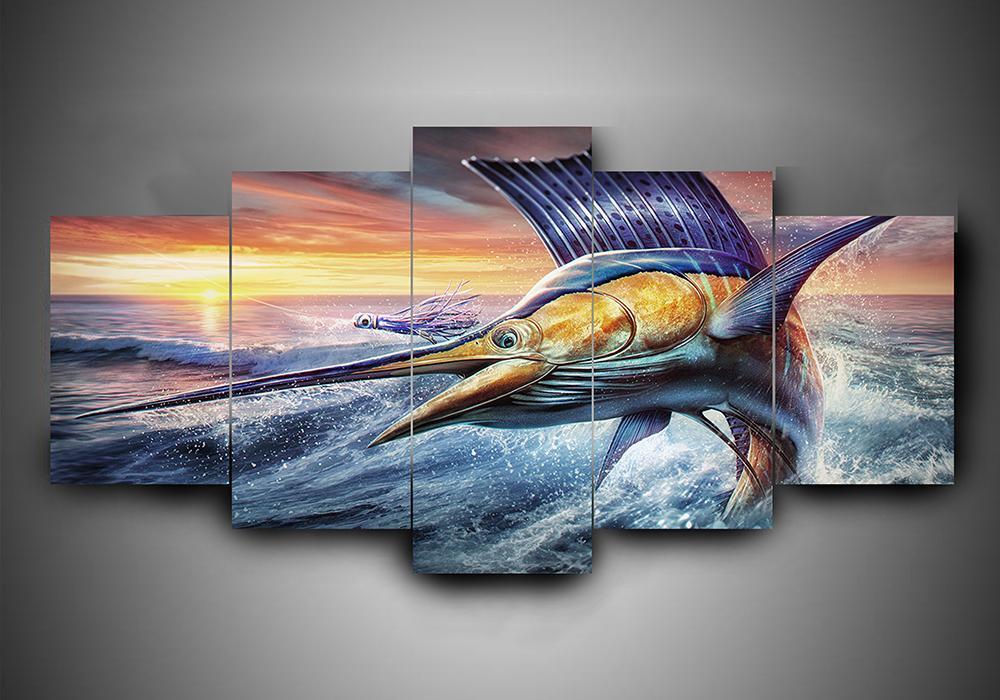 Fishing - Fishing 5 Panel Canvas Art Wall Decor Fishing - Fishing 5 Panel Canvas Art Wall Decor