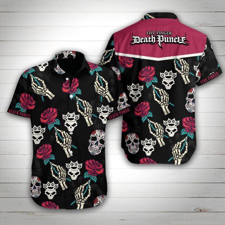 Five Finger Death Punch Hawaiian Shirt Summer Button Up Five Finger Death Punch Hawaiian Shirt Summer Button Up