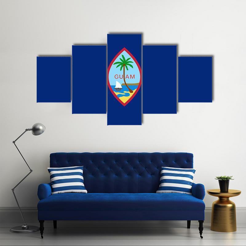 Flag Of Guam - Abstract 5 Panel Canvas Art Wall Decor Flag Of Guam - Abstract 5 Panel Canvas Art Wall Decor