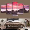 Flame Sunset Glow Beach - Space 5 Panel Canvas Art Wall Decor