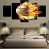 Flame Tennis Ball - Sport 5 Panel Canvas Art Wall Decor