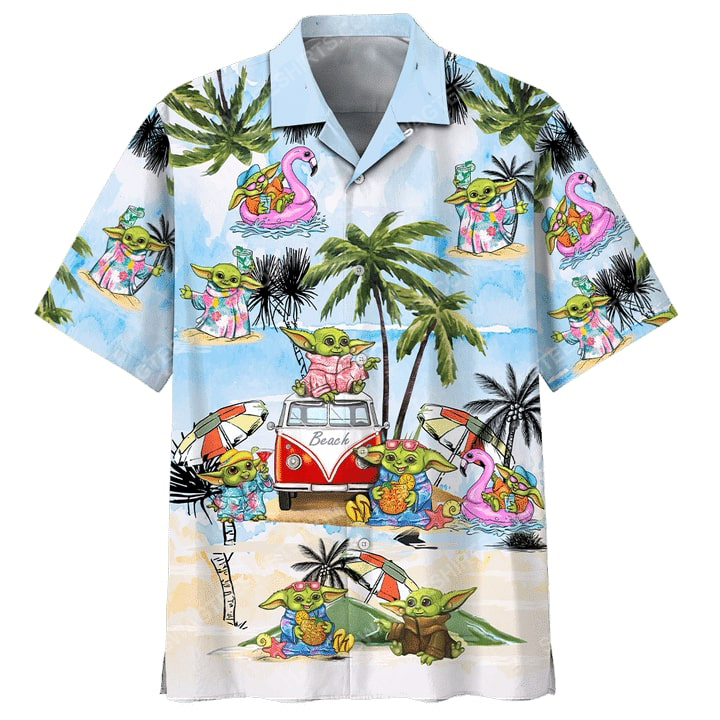 Flamingo Baby Yoda Summer Time Hawaiian Shirt Flamingo Baby Yoda Summer Time Hawaiian Shirt