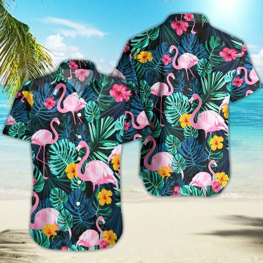 Flamingo Hawaiian Shirt Summer Button Up Flamingo Hawaiian Shirt Summer Button Up