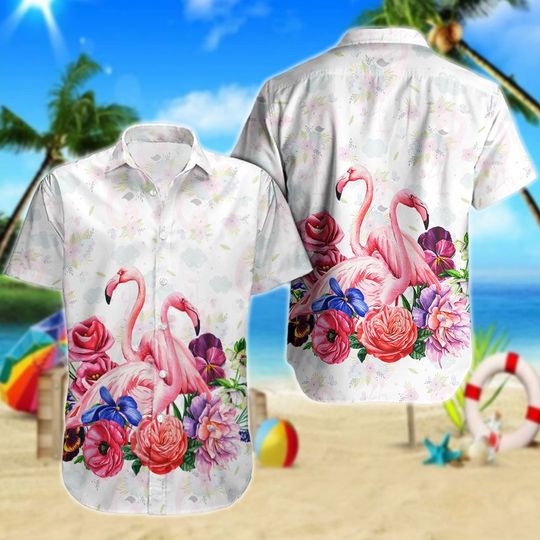 Flamingo Hawaiian Shirt Summer Button Up Flamingo Hawaiian Shirt Summer Button Up