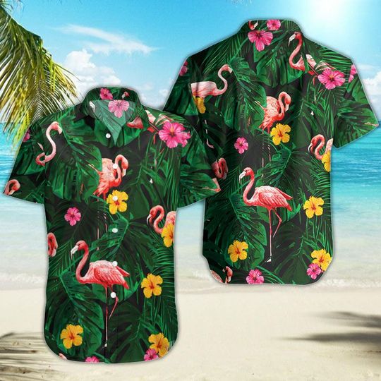 Flamingo Hawaiian Shirt Summer Button Up Flamingo Hawaiian Shirt Summer Button Up