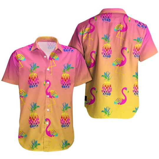 Flamingo Polo Hawaiian Shirt Summer Button Up Flamingo Polo Hawaiian Shirt Summer Button Up