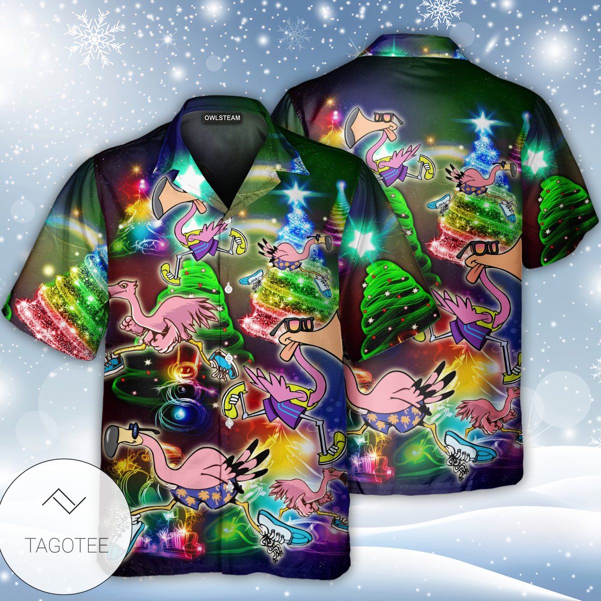 Flamingo Running Merry Christmas Hawaiian Shirt Flamingo Running Merry Christmas Hawaiian Shirt