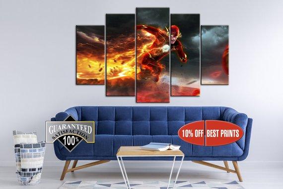 Flash 6 - DC 5 Panel Canvas Art Wall Decor Flash 6 - DC 5 Panel Canvas Art Wall Decor