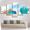 Flip-Flops Sea Star Hat Beach - Space 5 Panel Canvas Art Wall Decor