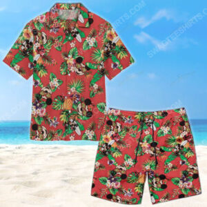 Floral Mickey Mouse With Glasses Summer Vacation Hawaiian Shirt