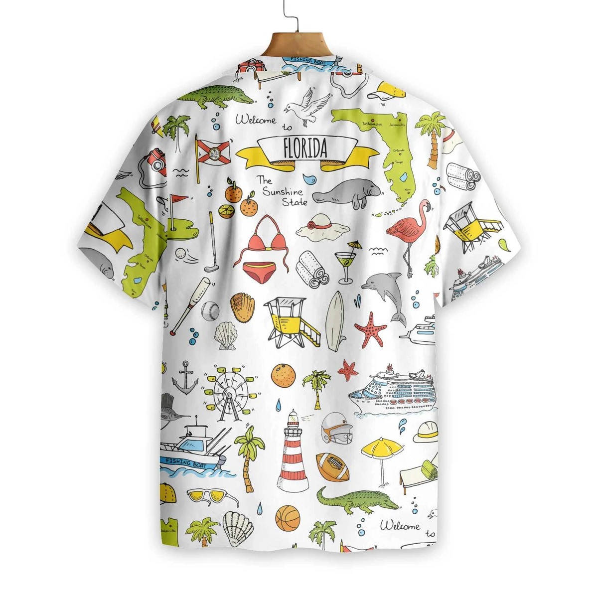 Florida Hand Drawn Doodle Hawaiian Shirt Florida Hand Drawn Doodle Hawaiian Shirt