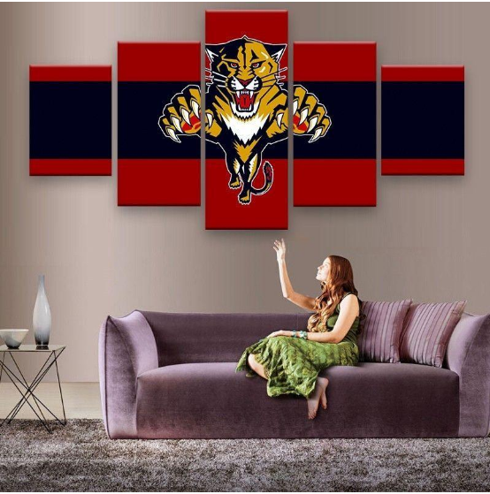 Florida Panthers Logo Hockey - Sport 5 Panel Canvas Art Wall Decor Florida Panthers Logo Hockey - Sport 5 Panel Canvas Art Wall Decor