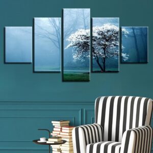 Flower Tree - Nature 5 Panel Canvas Art Wall Decor