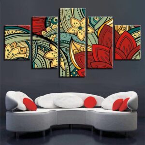 Flowers - Abstract 5 Panel Canvas Art Wall Decor