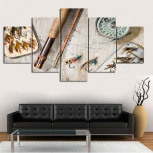 Fly Fishing 02 - Fishing 5 Panel Canvas Art Wall Decor