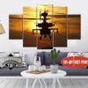 Flying Helicopter - Airplane 5 Panel Canvas Art Wall Decor